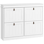 Meuble à chaussures 20 paires, armoire à chaussures, 4 tiroirs rabattables, étagères réglables, 105x24x82,5cm, blanc