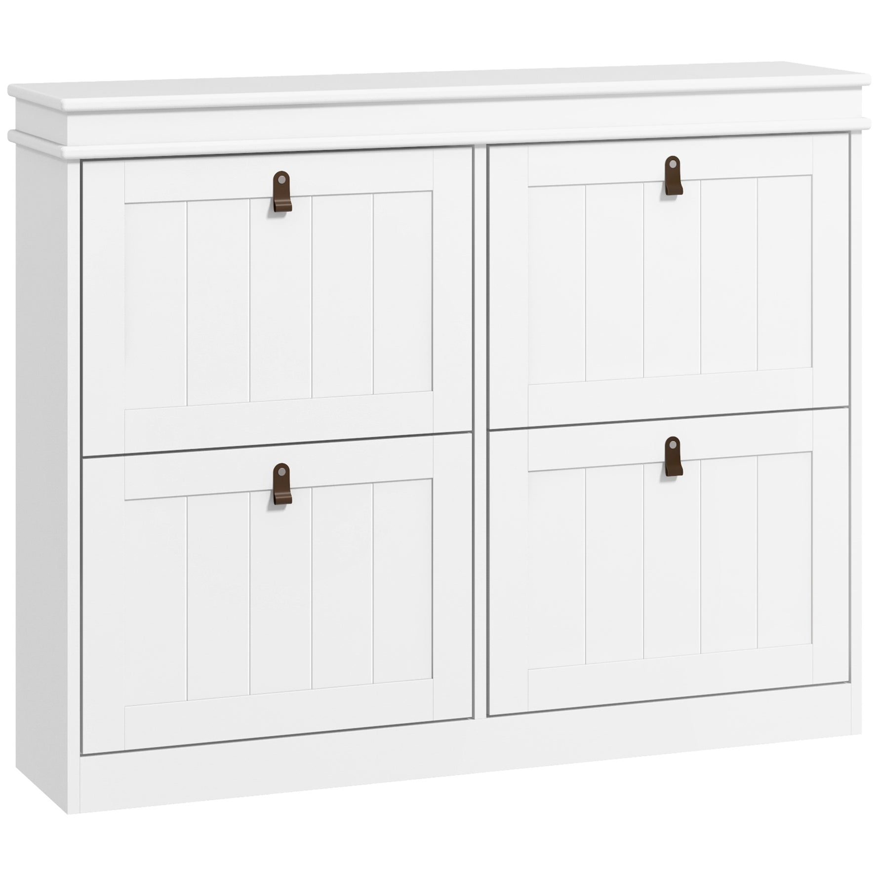 Meuble à chaussures 20 paires, armoire à chaussures, 4 tiroirs rabattables, étagères réglables, 105x24x82,5cm, blanc