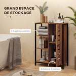 Meuble de salle de bain sur pied design industriel structure acier 3 étagères ouvertes 60 x 30 x 85 cm marron rustique
