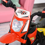 Tricycle Enfants Moto Cross Effets musicaux et Lumineux Coffre Rangement Rouge