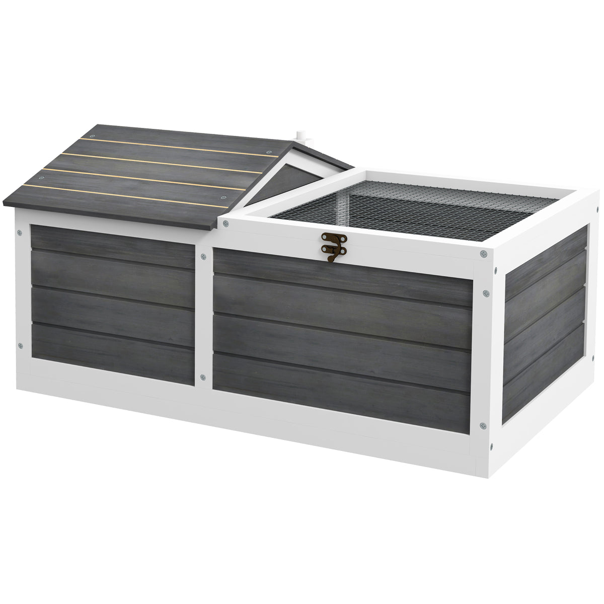Maison enclos cage pour petit animal tortue avec 2 espaces 86 x 54 x 43 cm - bois de sapin