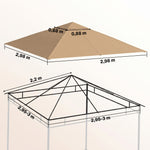 Ersatzdach für Pavillon, Gazebo-Ersatzdach, hochdichter Polyesterstoff 180 g/m², UV-beständig, 3 x 3 m, beige