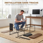 Étagère de rangement, bibliothèque à 4 niveaux avec panneaux latéraux incurvés, cadre en acier, 80x30x141cm, marron