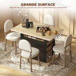 Tavolo da pranzo isola centrale cucina con ampio piano di lavoro 4 persone armadietto 4 ante 110 x 70 x 75,5 cm nero
