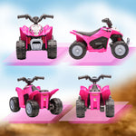 Quad électrique enfant 6 V, vitesse de 2,8 km/h, phares LED, klaxon, poignée et selle ergonomique, rose