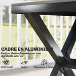 Ensemble de Salle à Manger Extérieur 7 Pièces pour 6 Personnes, Table et Chaises Empilables avec Lattes Effet Bois, Cadre en Aluminium, Gris