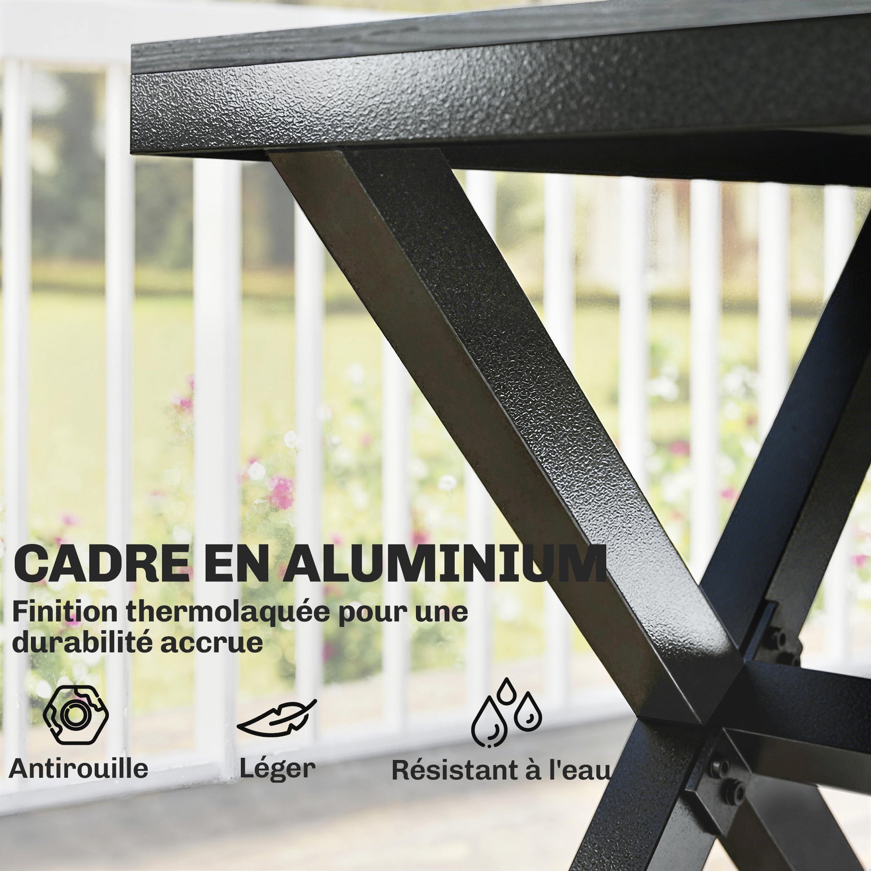Ensemble de Salle à Manger Extérieur 7 Pièces pour 6 Personnes, Table et Chaises Empilables avec Lattes Effet Bois, Cadre en Aluminium, Gris