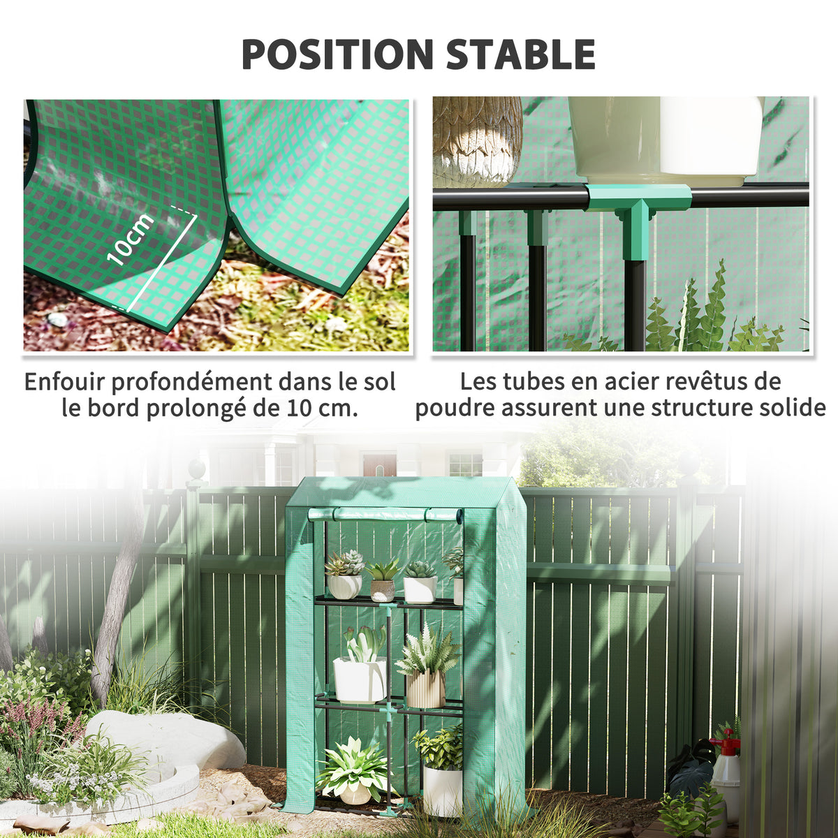 Serre de jardin avec étagères 3 niveaux serre d'hivernage bâche renforcée en PE porte enroulable 100 x 40 x 150 cm vert