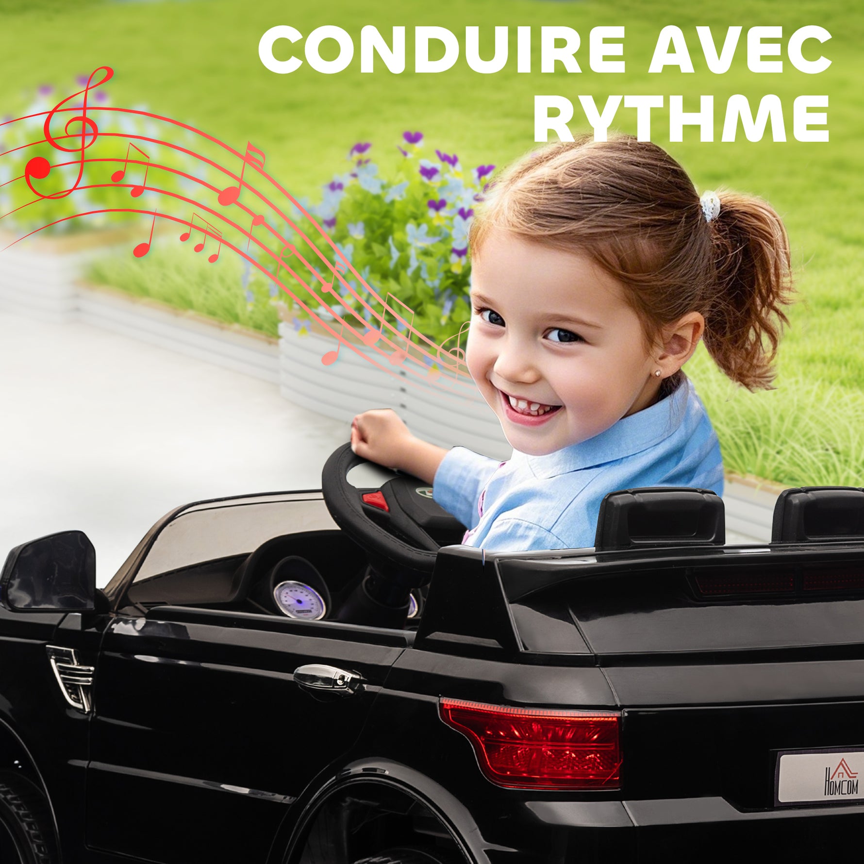 Voiture électrique enfants véhicule électrique 12 V double moteurs 3 à 5 km/h 110 x 68 x 52 cm noir