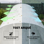 Serre tunnel de jardin 24m², serre de jardin tunnel avec cadre en acier galvanisé, portes et 2 grandes fenêtres, blanc