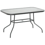 Table de Jardin rectangulaire dim. 120L X 80l x 70H cm métal époxy Gris Plateau Verre trempé