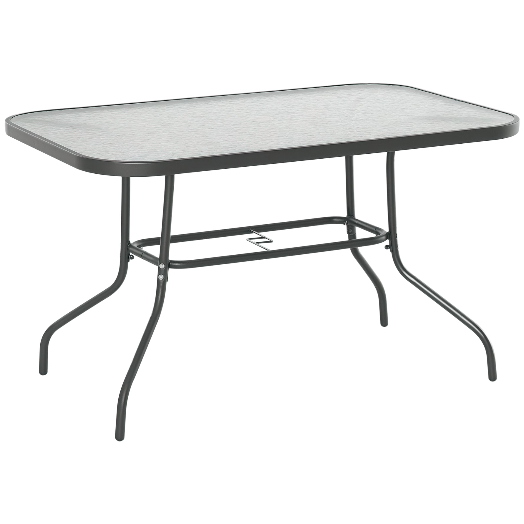 Table de Jardin rectangulaire dim. 120L X 80l x 70H cm métal époxy Gris Plateau Verre trempé