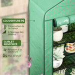 Serre de Jardin Balcon étagère Serre 4 Niveaux 90L x 49l x 160H cm Acier galvanisé bâche Amovible PE Haute densité Vert