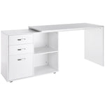 Bureau d'angle bureau droit modulable table de salle à manger 2 en 1 bureau informatique tiroirs x 3 + 2 niches