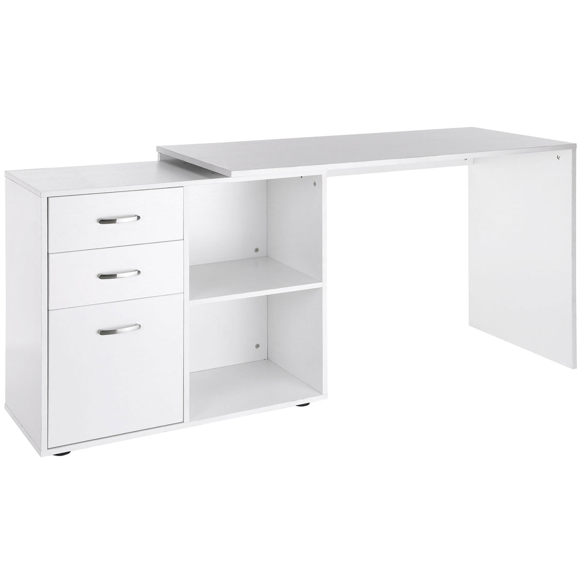 Bureau d'angle bureau droit modulable table de salle à manger 2 en 1 bureau informatique tiroirs x 3 + 2 niches