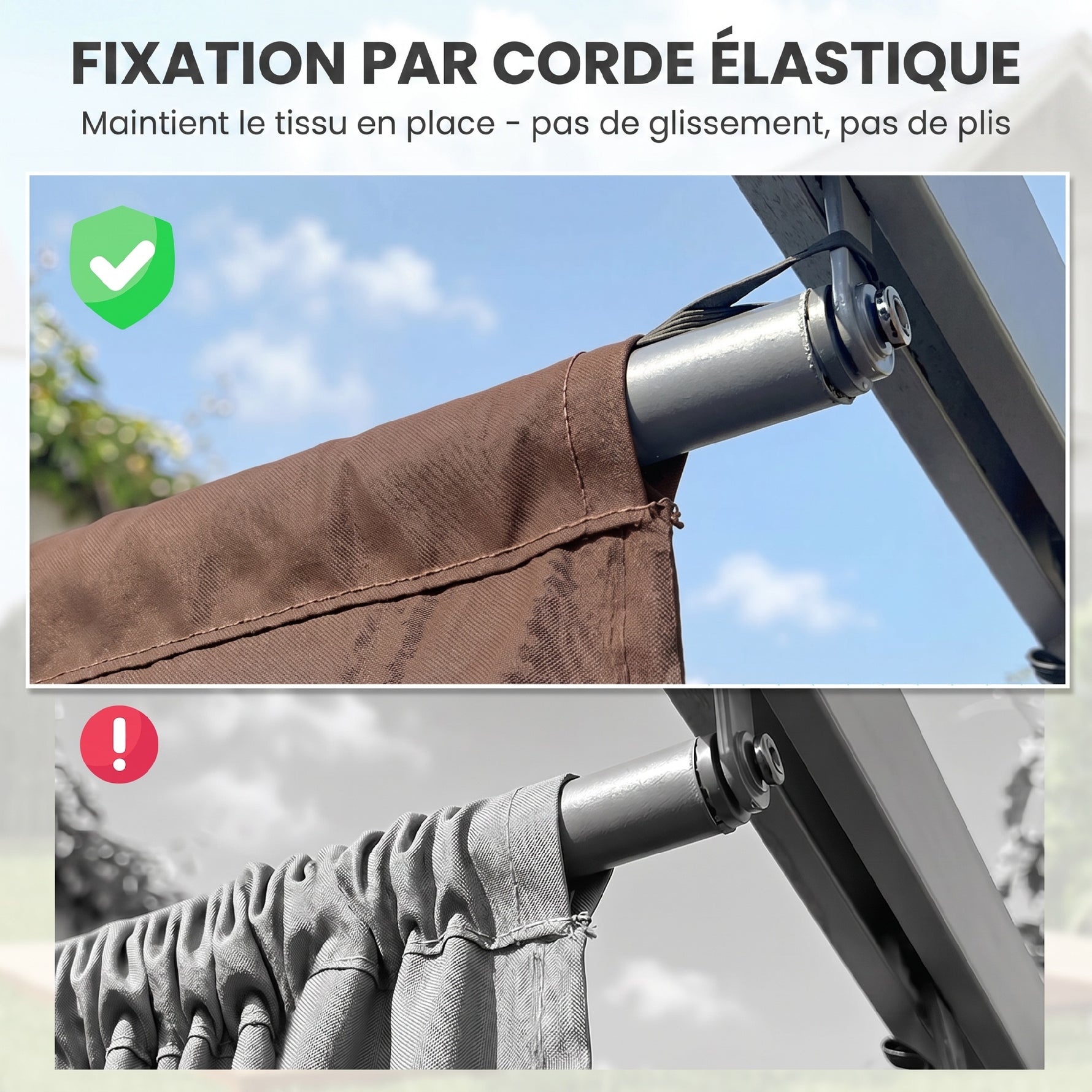 Toile de toit pour pergola tonnelle rétractable de 4 x 3 m - toile uniquement 350 x 260 cm café