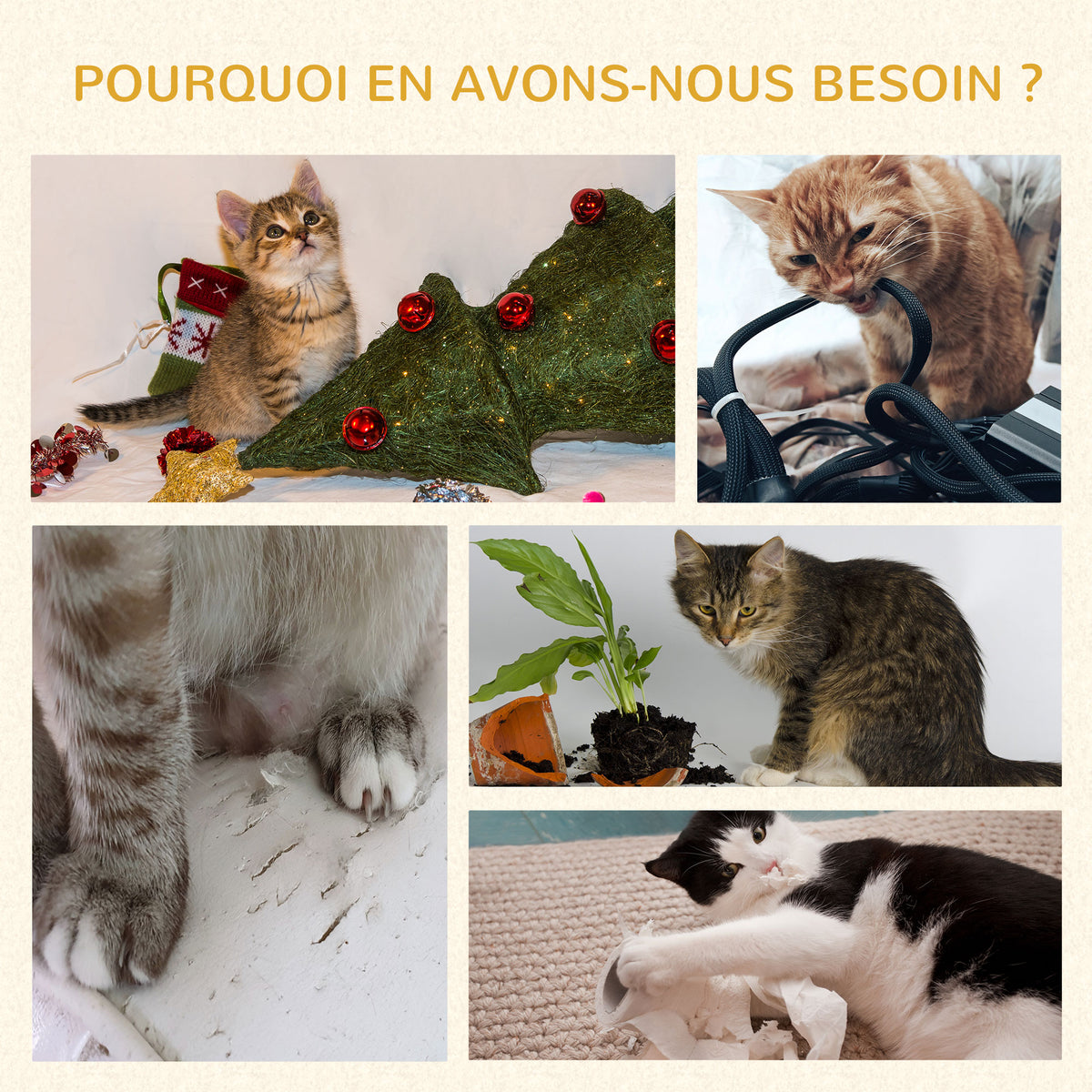 Arbre à chats multi-équipements griffoirs grattoirs plateformes niche jeu boule suspendue Ø 48 x 104H cm gris
