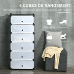 Armoire à chaussures modulable range chaussures meuble de rangement avec 6 cubes rectangulaires empilable en