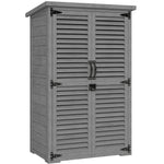 Armadio da giardino capanno per attrezzi in legno, 2 ripiani, tetto bitumato, porte a persiana, chiudibile a chiave, 75 x 50 x 118 cm, grigio
