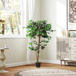 Arbre Artificiel Plante Artificiel ficus Hauteur 1,2 m Tronc Branches Liane Lichen Feuilles Grand réalisme Pot
