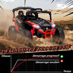 Voiture électrique enfant UTV, buggy électrique enfant 12V 2 moteurs, télécommande, LED, musique, klaxon, 3-8 ans, rouge