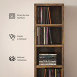 Rangements pour CD et DVD avec 12 compartiments, capacité max. 204 CD, 21 x 20 x 175 cm, brun rustique