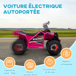 Haurrentzako quad elektrikoa, 6V-ko bateria duen ibilgailua, aurrerantz eta atzerantz egiteko aukerarekin, 70L x 41,5z x 48,5A cm, arrosa