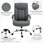 Fauteuil de bureau, chaise de bureau ergonomique, hauteur réglable, dossier haut, fonction de bascule, 65x78x118cm, gris