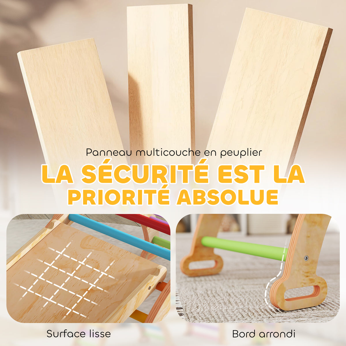Triangle d'escalade enfant avec rampe réversible toboggan bascule et structure d'escalade multicolore
