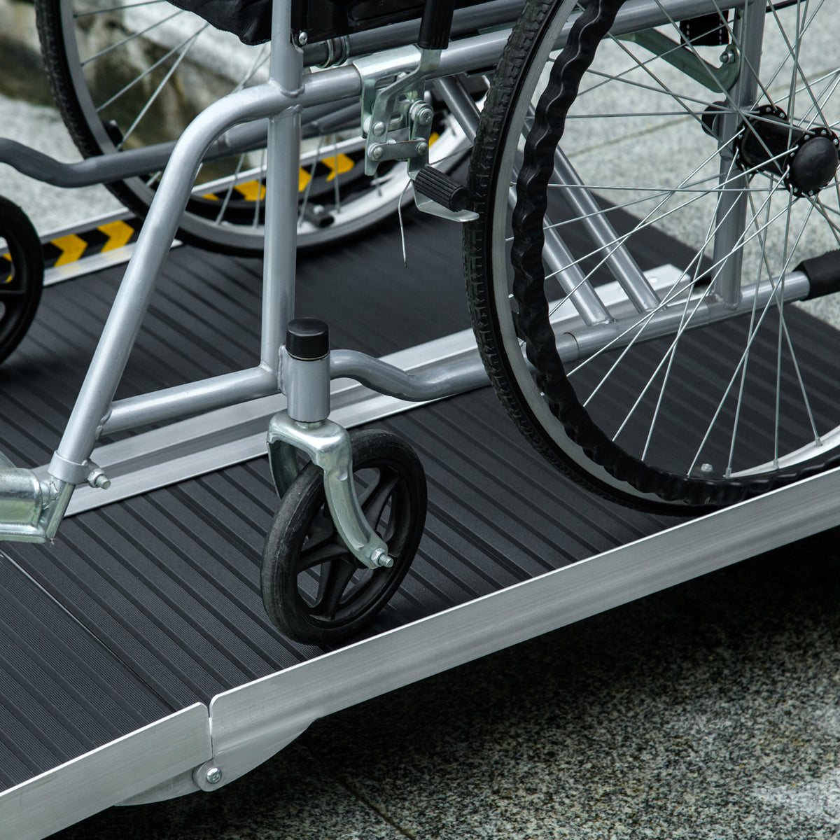 Rampe de chargement rampe d'accès pour fauteuil roulant scooter pliable antidérapante avec bordures de sécurité noir