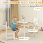 Table enfant avec chaise, lot table et 2 chaises enfant en bois pour dessiner, jouer, étudier, 56x52x48cm, bois naturel