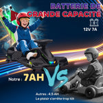 Kart électrique pour enfant 12V, karting enfant, vitesse réglable 3-8 km/h, mode de dérive, 90 x 53 x 99 cm, noir