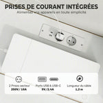 Meuble TV Suspendu Flottant 160 cm avec Éclairage LED et Prises, Meuble Télé pour Téléviseur 72 Pouces, Blanc