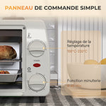 Mini forno elettrico 10L 1 griglia e 1 vassoio temperatura regolabile da 100°C a 230°C Timer 60 min 36,5x26x22 cm crema