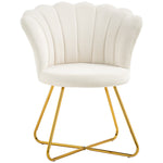 Fauteuil coquillage chaise coiffeuse fauteuil en velours fauteuil de salon avec pieds en acier 69 x 64 x 80 cm crème