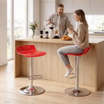 Set di 2 sgabelli da bar dal design contemporaneo, girevoli a 360°, con altezza regolabile e poggiapiedi, 39x39x67-87 cm, rossi