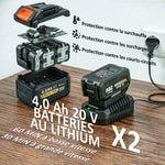Souffleur de Feuilles sans Fil avec Moteur Brushless 900W Batterie 36v (2x4,0Ah) Puissant 15,2 m³/min Orange et Noir