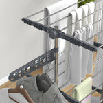 Séchoir à linge étendoir pliable ailes latérales utilisation intérieure et extérieure 3 niveaux 142 x 55 x 152 cm gris