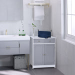Meuble de salle de bain meuble de rangement 2 tiroirs placard double porte et étagère réglable 60 x 30 x 75 cm gris
