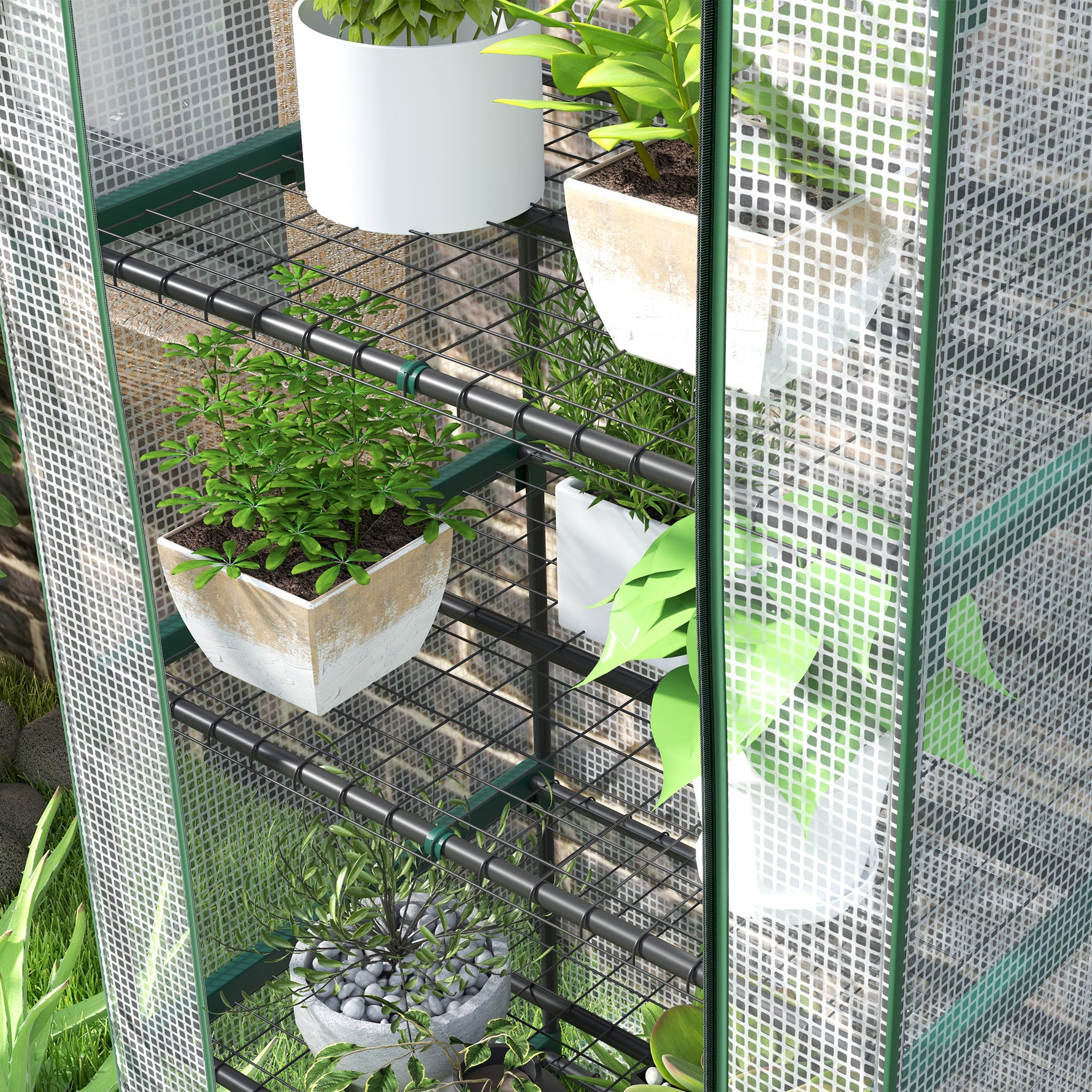 Serre de jardin balcon étagère serre 5 niveaux 0,69 x 0,49 x 1,93 m acier bâche amovible PE blanc