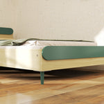 Cama infantil, cama de suelo para niños de 3 a 10 años con barrera de seguridad, somier de láminas incluido, verde