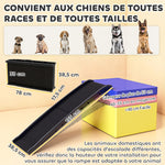 Rampe pliable pour chiens, escalier pour chien en PP avec pente douce et surface antidérapante, 155x38,5x15,5cm, noir