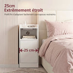 Lot de 2 tables de chevet avec station de charge, tables de nuit avec compartiment ouvert, étagère réglable, blanc