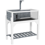 Maison pour tortues terrarium tortue terrestre sur pieds 2 zones toit ouvrant zone interactive 84,5 x 47,5 x 90 cm gris
