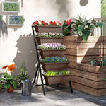 Jardinière surélevée avec étages jardinière verticale avec 5 bacs à fleurs trous de drainage cadre en acier marron