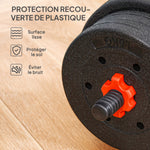 Kit Haltères Musculation 2-en-1, Lot de 2, 25 kg, poids réglable - Barres incluses - entraînement Musculaire & haltérophilie - HDPE Noir Rouge