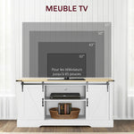Buffet meuble de rangement avec 2 portes coulissantes étagères réglables 150l x 40P x 72H cm en bois blanc chêne
