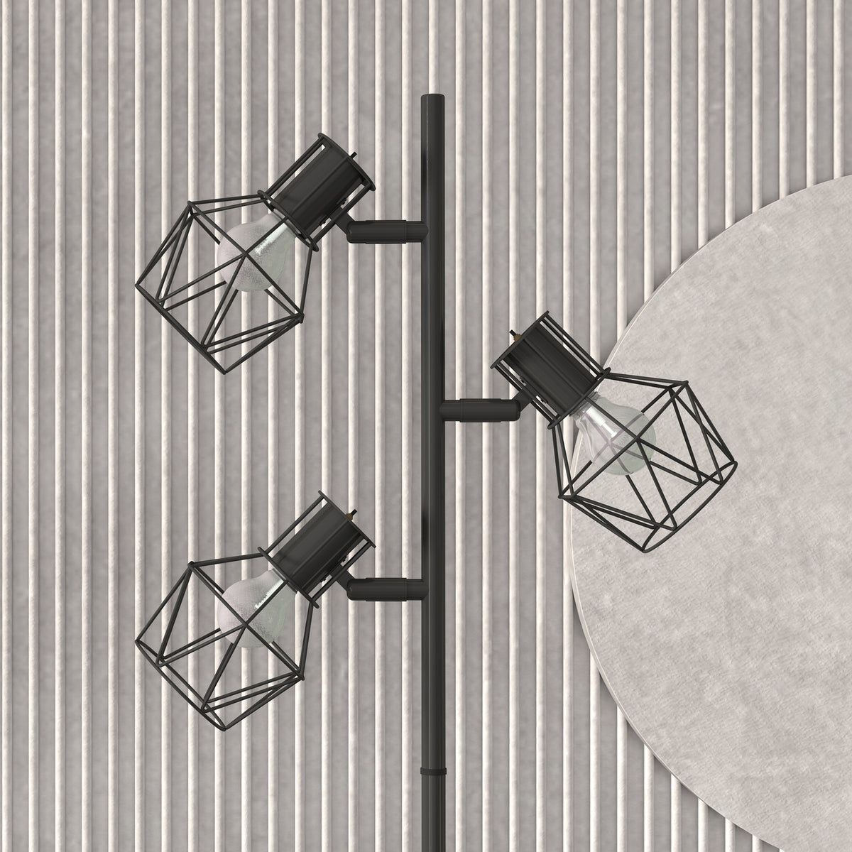 Lampadaire sur pied salon lampe sur pied 3 lumières adaptée aux ampoules E27 (non incluses) 41 x 28 x 169 cm noir