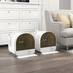 Lot de 2 bacs à litière pour chat maison de toilette porte battante, pelle et filtre inclus dim. 43L x 44l x 47H cm