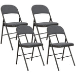 Lot de 4 chaises pliantes et portables intérieur avec assises et dossiers rembourrés en velours, cadre en acier, gris foncé